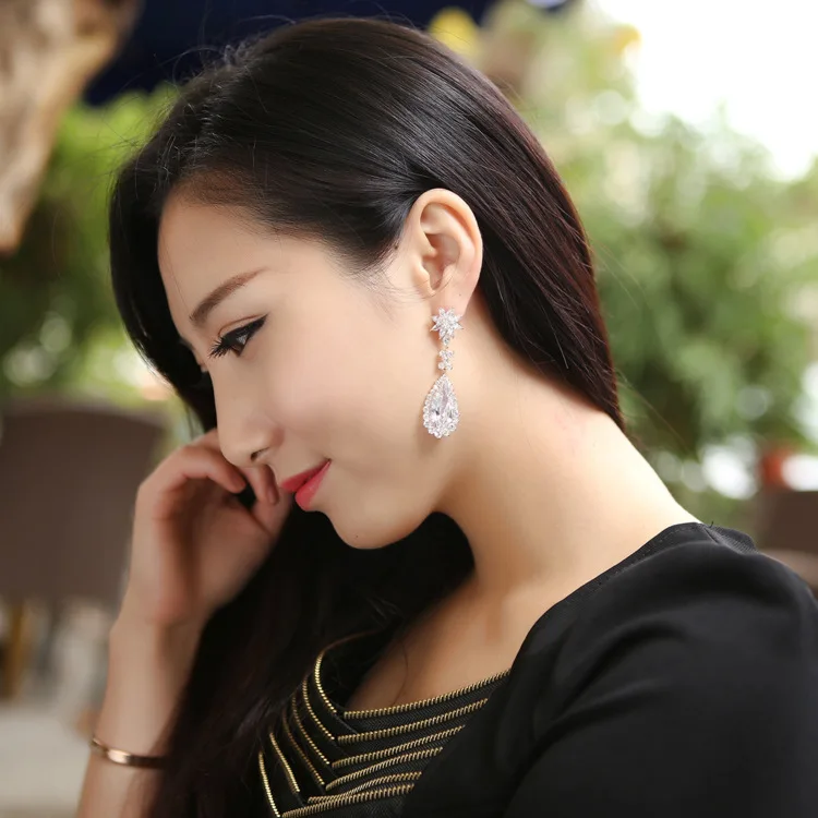 AAA Zirconia Exaggerated Luxury Nightclub Queen Palace Vintage Earrings Jewelry Sun Flower with Sapphire Ruby Black | Украшения и