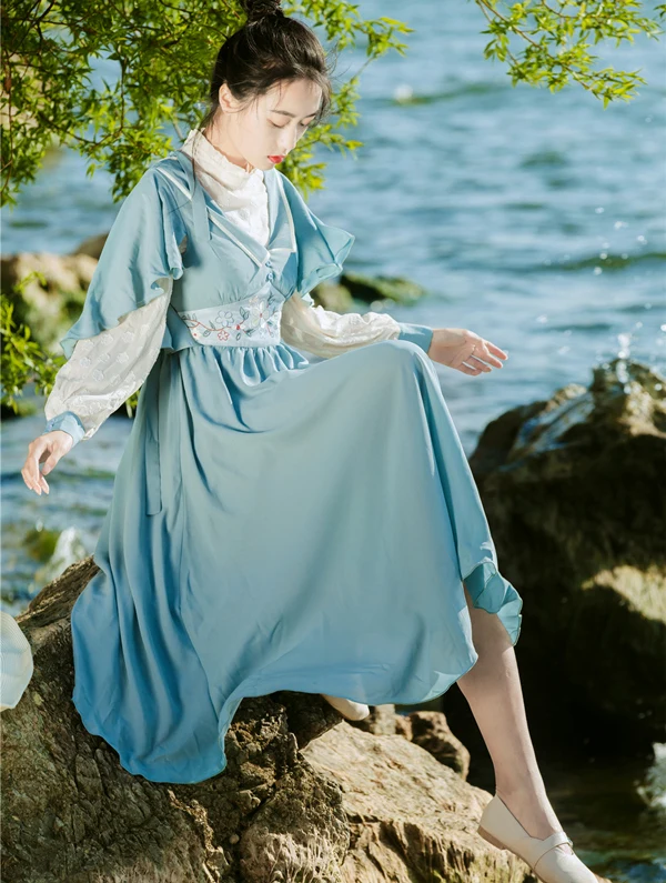 Женское платье с вышивкой Элегантное Длинное Платье в стиле ретро + шифоновая