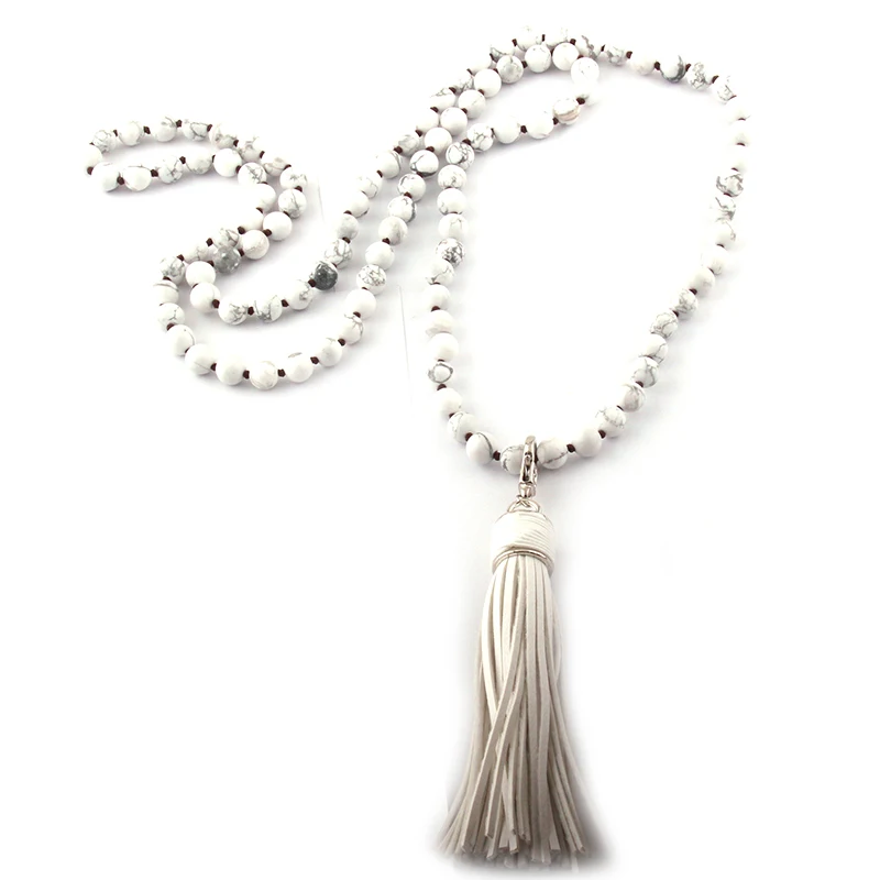 Модные богемные этнические ювелирные изделия 108 шт. Mala Beads Multi Stone кожаное ожерелье