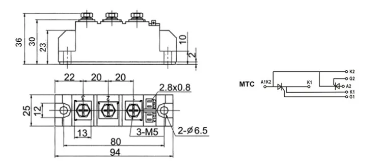 SCR MTC 90A 400V/600V/800V/1000V/1200V/1600V Thyristor module | Replacement Parts