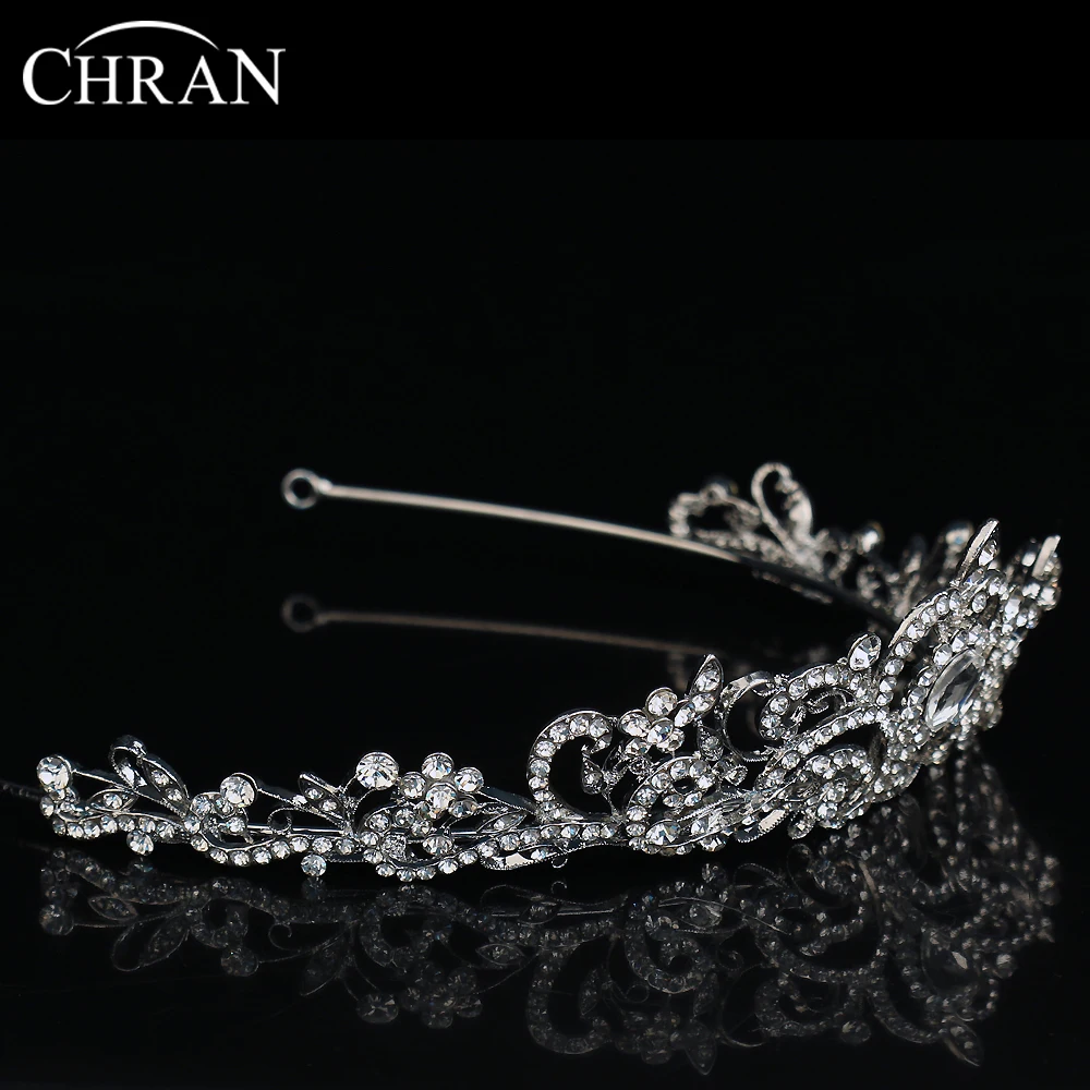 CHRAN Heart Waterdrop Shaped Crown Wedding Hair Accessories Silver Color Crystal Bridal Tiaras Women Jewelry Queen Crowns | Украшения и