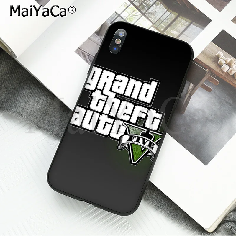 MaiYaCa rockstar gta 5 Grand Theft новое поступление черный чехол для телефона для Apple iPhone 8 7 6 6S Plus X XS MAX 5 5S SE XR