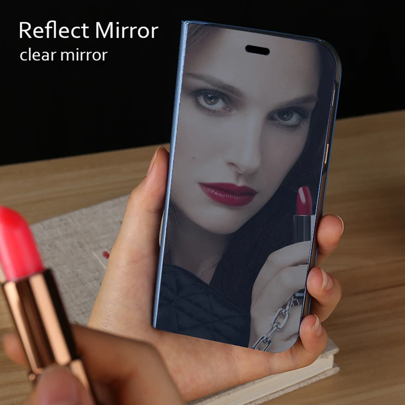 Flip Stand Leather Case for iPhone 9 XS Max 2018 Plating Mirror Kickstand Phone X 7 6 6S 8 Plus Coque |