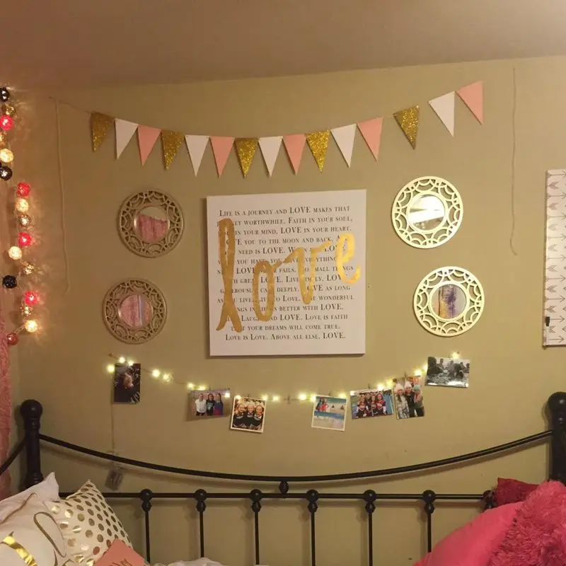 Staraise Золотая блестящая бумага с флагом Розовый Белый баннер блестящий Вымпел