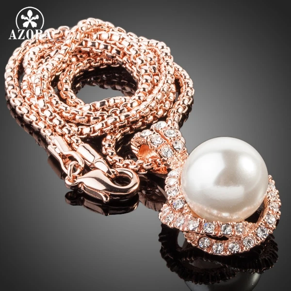 Азора розовое золото Цвет Stellux австрийских кристаллов белого кулон из