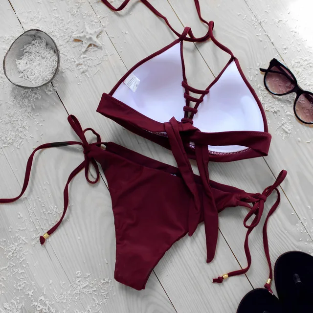 2017 Женские Купальники Женский Купальник Бандаж Бразильский Крест Полый Ремешок