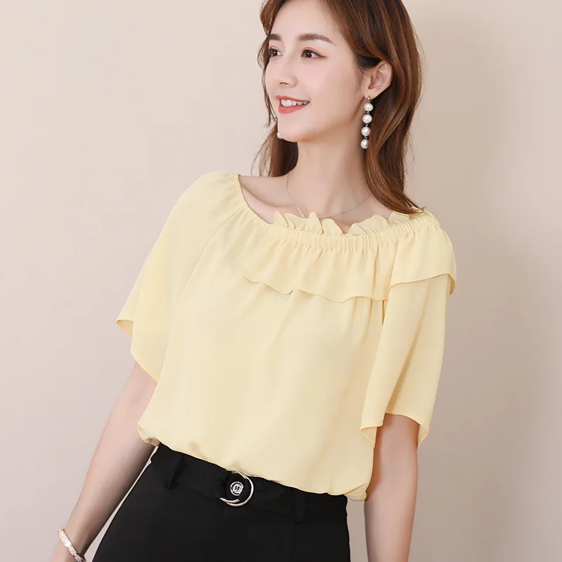 Женские шифоновые рубашки весна-лето 2019 элегантные офисные облегающие Белые