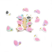 chenkai 5pcs food grade silicone mini flamingo teether beads baby teething swan bead for infant soothing pacifier clip accessory