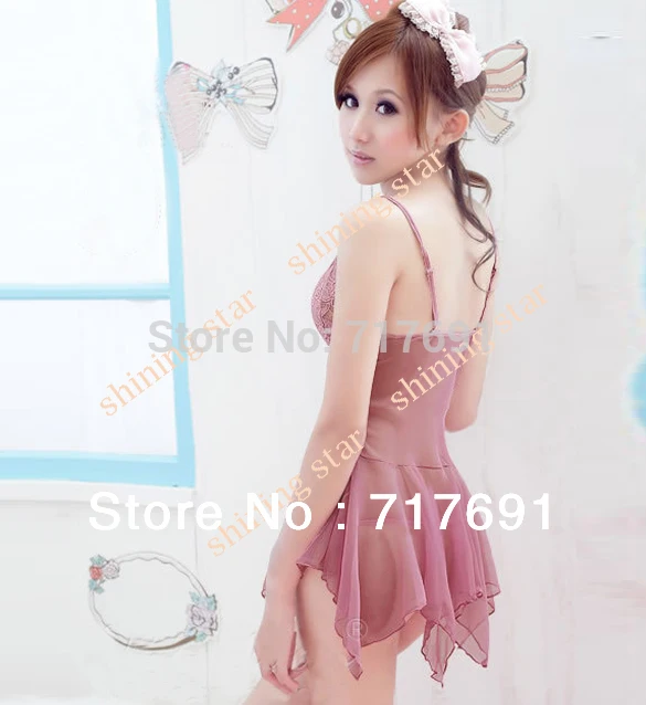 New 3Sets/Lot Women's Sexy Lingerie Nightwear Dress+G-string Lace See-through Sleepwear Set 12405 | Тематическая одежда и