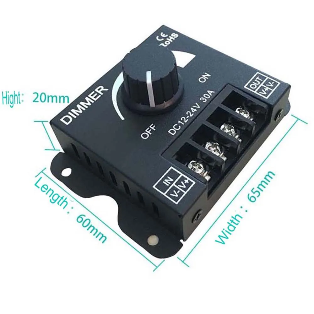 Светодиодный диммер ручной переключатель постоянного тока 12В 24В 30А Регулируемая