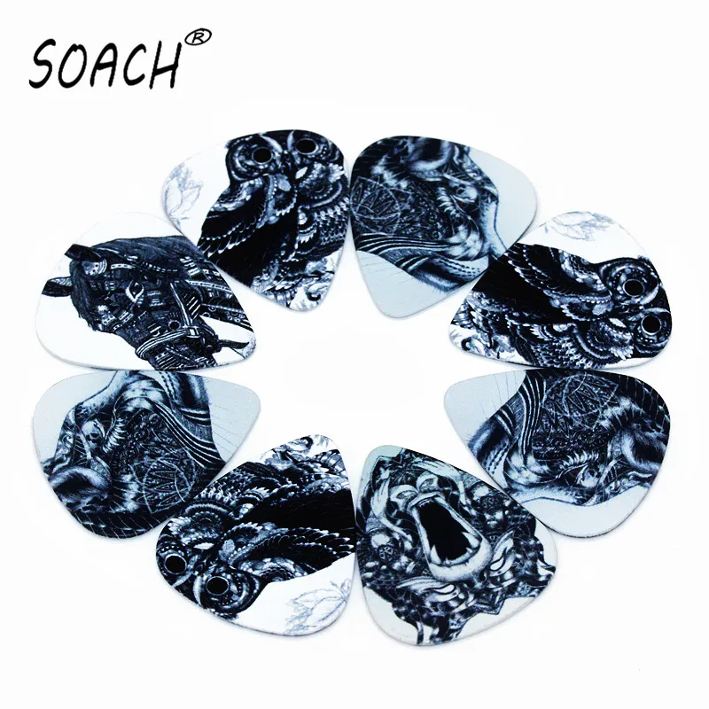 

SOACH 50PCS 0.46mm high quality guitar picks two side pick Black and white animal picks earrings DIY Mix picks guitar