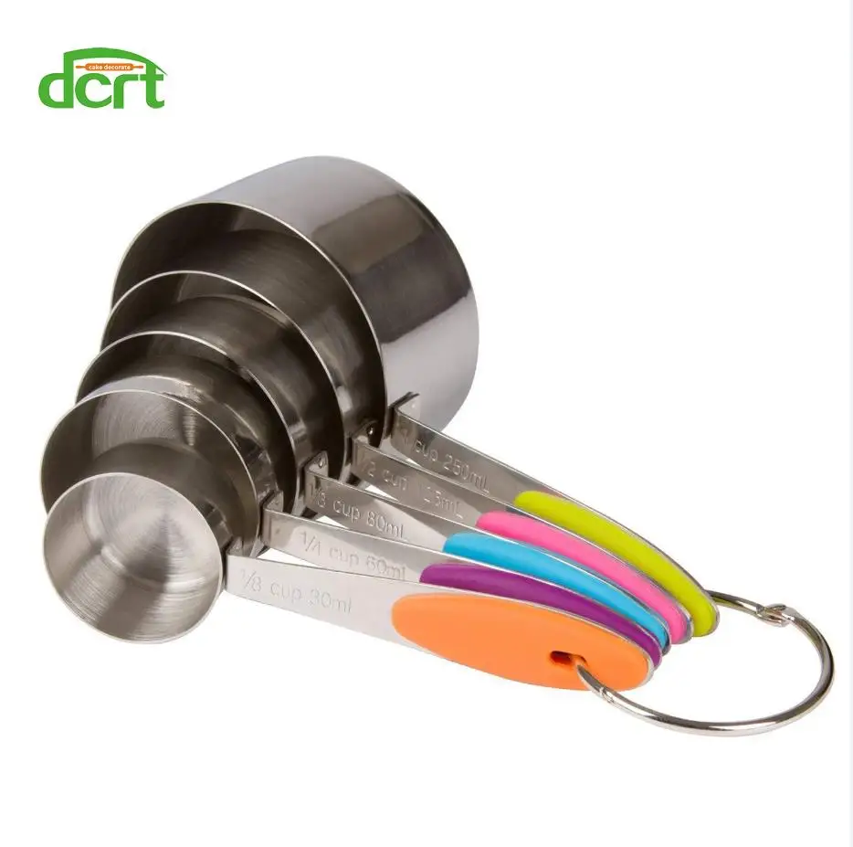Measuring Cups 5PCS DCRT кухонный инструмент из нержавеющей стали мерные ложки и чашки набор выпечки торт приготовления пищи мерный инструмент кухонные аксессуары - Цвет: Measuring Cups 5PCS