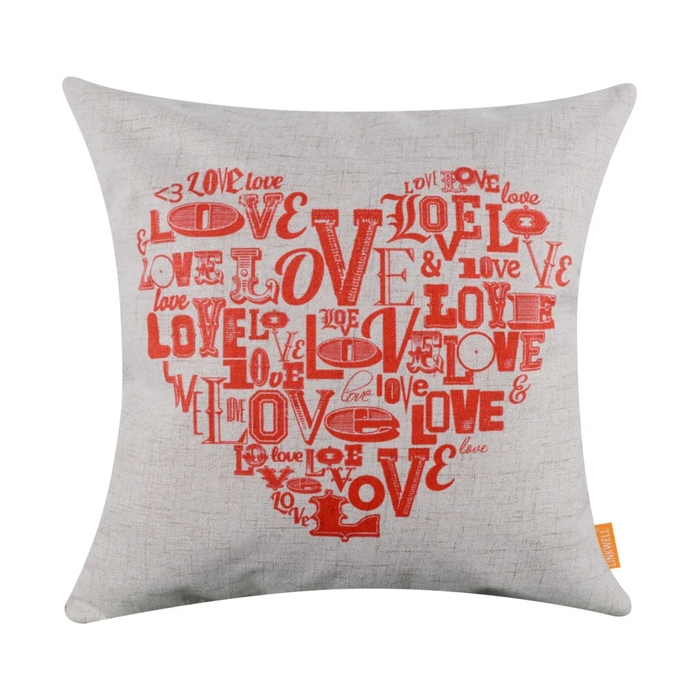 

LINKWELL 45x45 см подарок на день Святого Валентина Красное слово любви в сердце льняная Наволочка на подушку наволочка для подруги