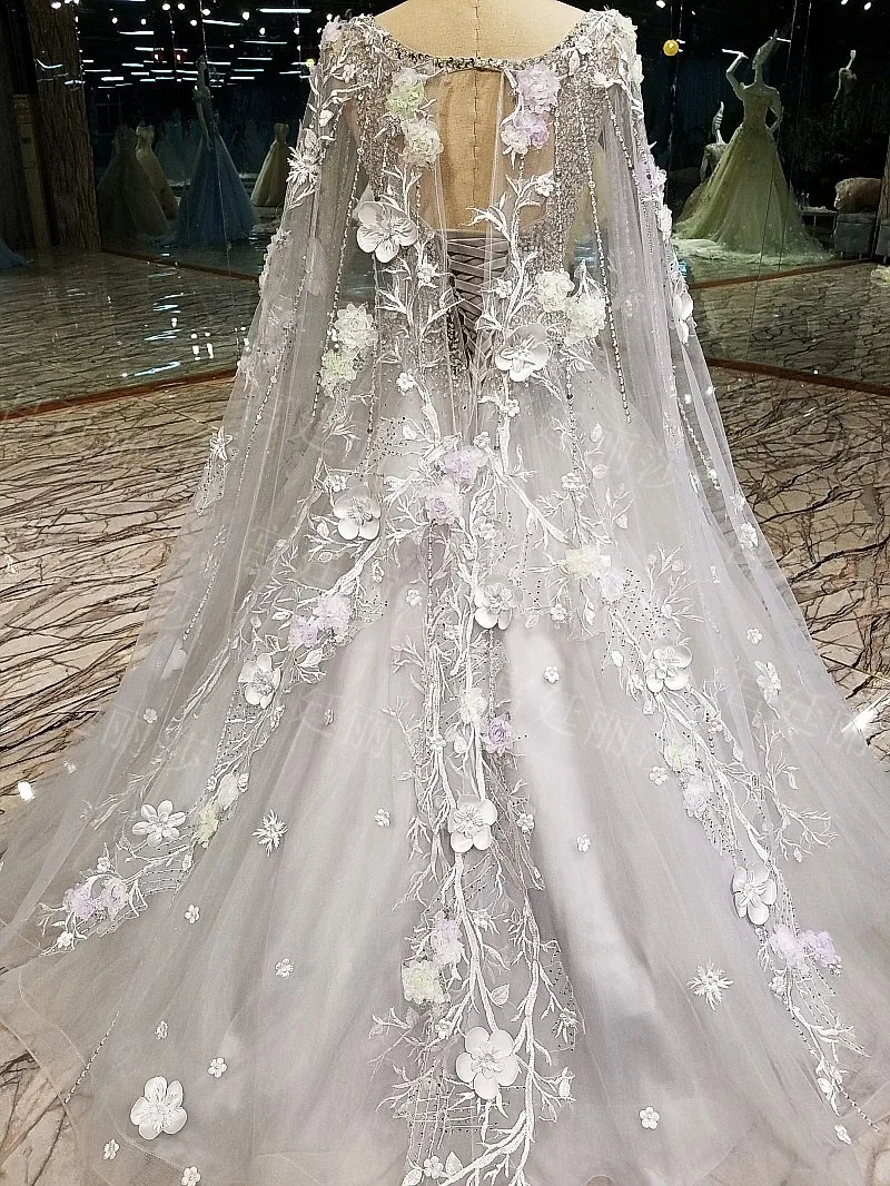 CloverBridal зимний романтический свадебный букет серые Выпускные платья Замочная скважина сзади со съемным 3 м шаль на плечи пряжа