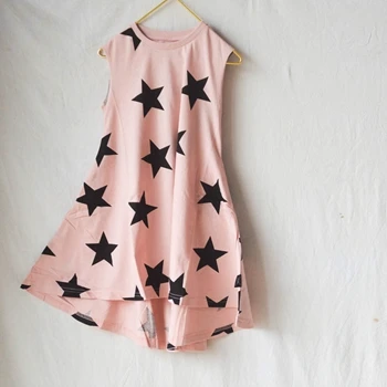PINK STAR BIG CIRCLE Детские платья с короткими рукавами для маленьких девочек со звездами и черепами Детские платья с большим круглым вырезом для девочек, 360 градусов длинное платье со звездой для девочек - Цвет: PINK STAR BIG CIRCLE