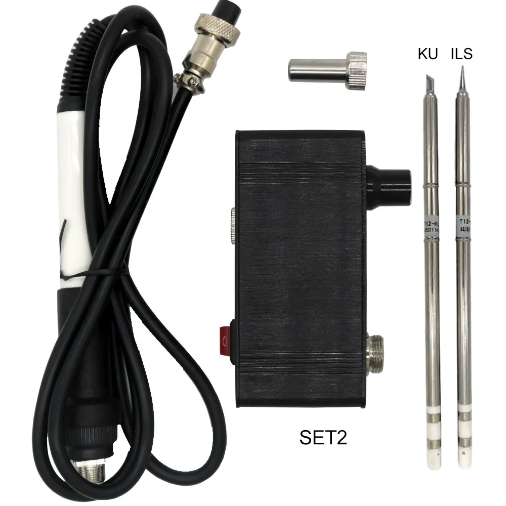 SET2 Паяльная станция STM32-OLED T12-943 1,3 дюймов с 907 ручкой и T12-K наконечниками для паяльника Многоязычная без источника питания - Цвет: SET2