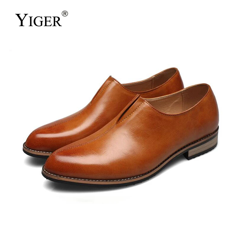 YIGER/Новинка; мужские туфли в стиле дерби; модельные туфли; мужские повседневные туфли в британском ретро-стиле с острым носком без застежки; дышащие мужские низкие Туфли; деловые туфли; 269