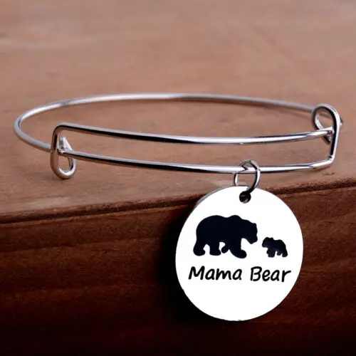 One Baby Bear Серебряный браслет расширяющийся кабель обернутые браслеты для женщин подарок мамы, папы, сестры дочери семья ювелирные изделия - Окраска металла: One Baby Bear