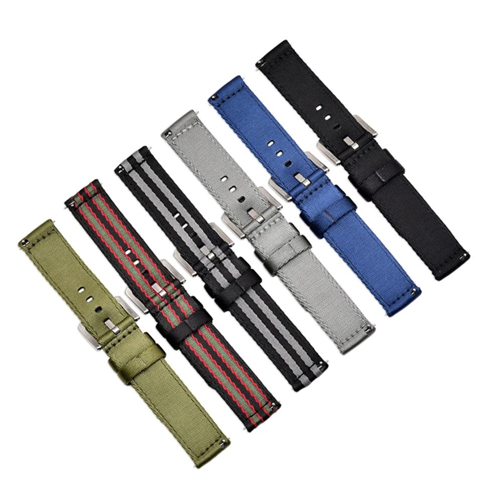 BEAFIRY Breathable Woven Nylon  Watch Band 18mm 20mm 22mm 24mm Lightweight  Canvas Watch  Straps Watchbands Sports