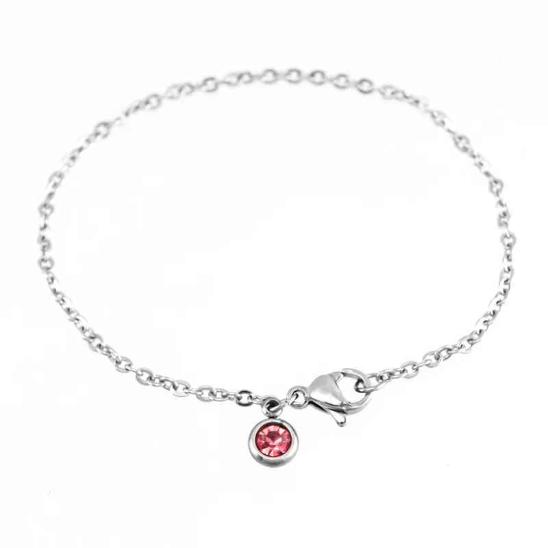 Женский браслет из нержавеющей стали Risul Zodiac birth/month stone 2 мм тонкий Rolo 5 шт.|Браслеты