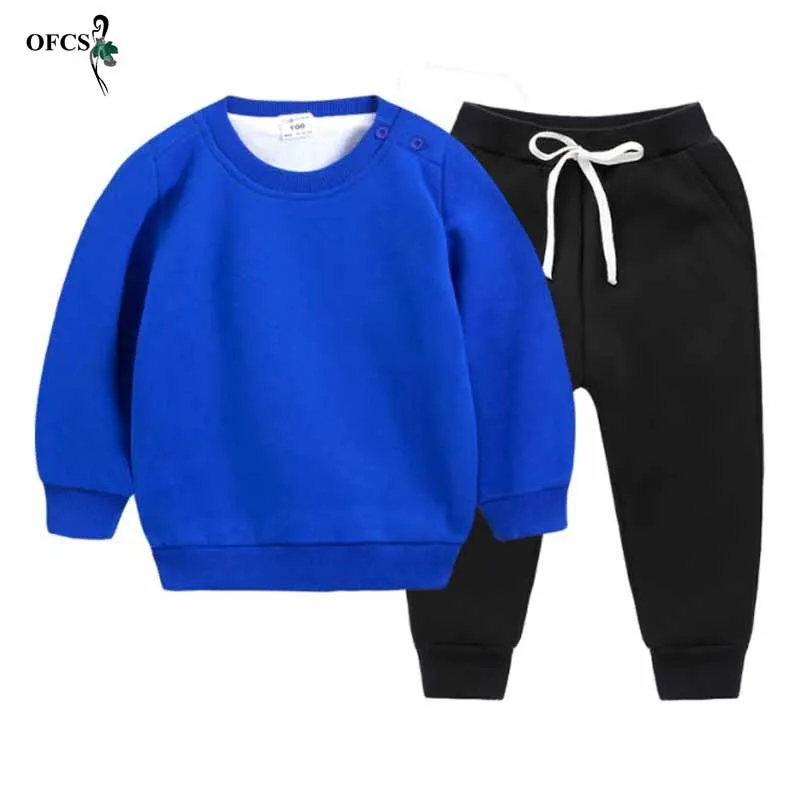 Blue add Black Осенне-зимний комплект для мальчиков и девочек, шерстяной вязаный хлопковый свитер, комплекты для младенцев, теплый пуловер и штаны, костюм Одежда для новорожденных, 2 предмета - Цвет: Blue add Black
