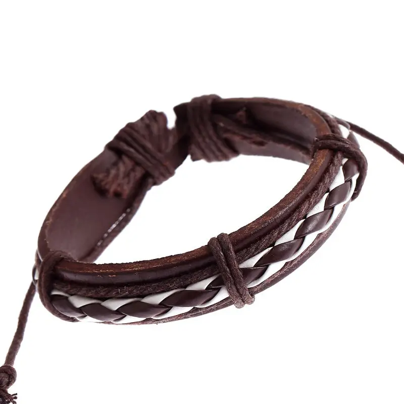 1 шт. черный/коричневый кожаный плетеный браслет для серферов обертка