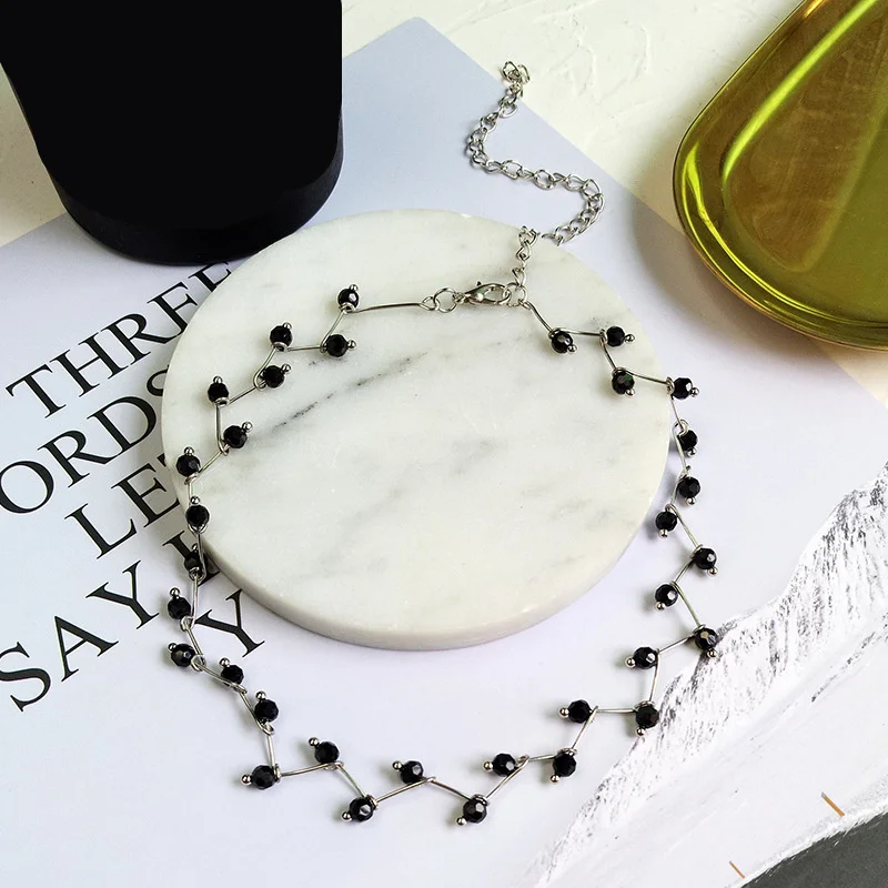 Ufavoirte новое горячее модное черное ожерелье с кристаллами Torques Bijoux простые