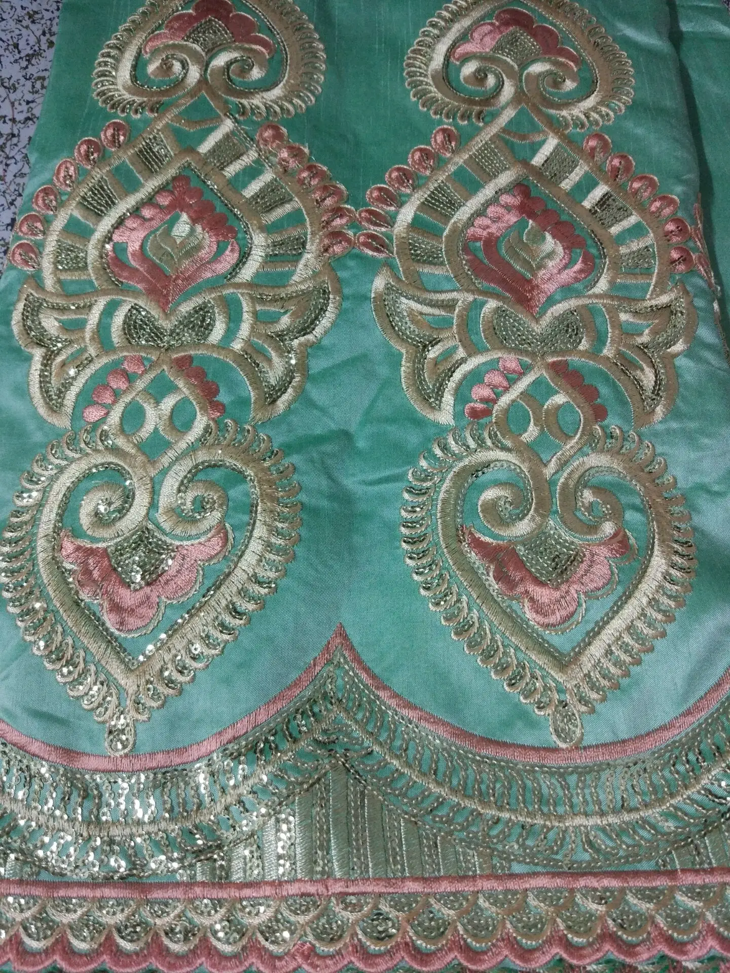 5 ярдов/шт красивый зеленый африканский хлопок Джордж кружевная ткань с золотыми