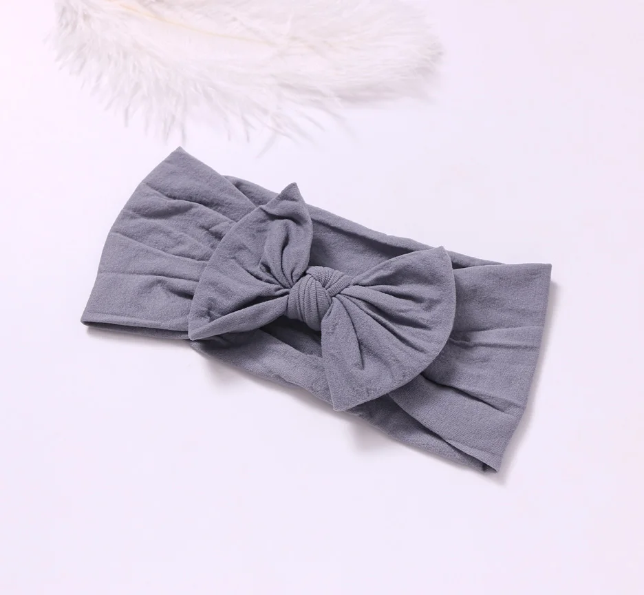 Style C-Gray Нейлон обруч с бантом, универсальный размер, Узел Лук нейлоновые оголовья, широкие нейлоновые головные уборы вы выбираете цвет - Цвет: Style C-Gray