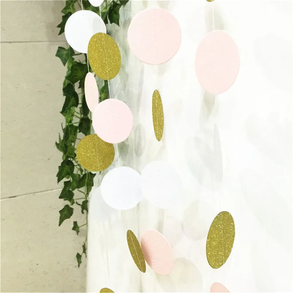 2 м блестящие конфетти круг Бумажная гирлянда-горошек принадлежности для дня