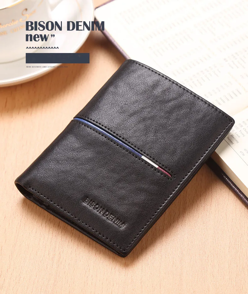 BISON DENIM высококачественный мужской кошелек из воловьей кожи брендовый кошелек для кредитных карт Большой Вместительный мужской кошелек