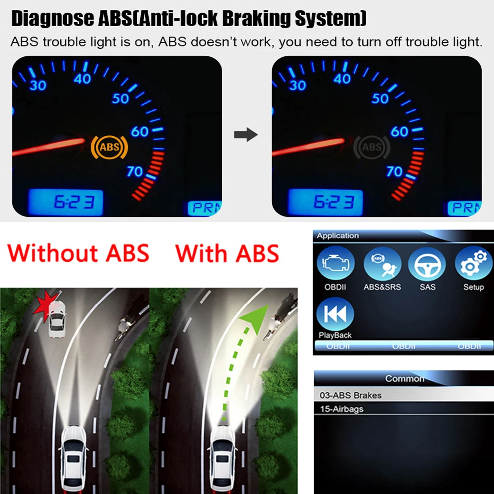 Ancel AD610 Elite ABS подушки безопасности srs воздушный мешок результаты аварии сброс SAS инструмент автомобильный Автомобильный сканер для диагностики инструмент OBD2 сканер