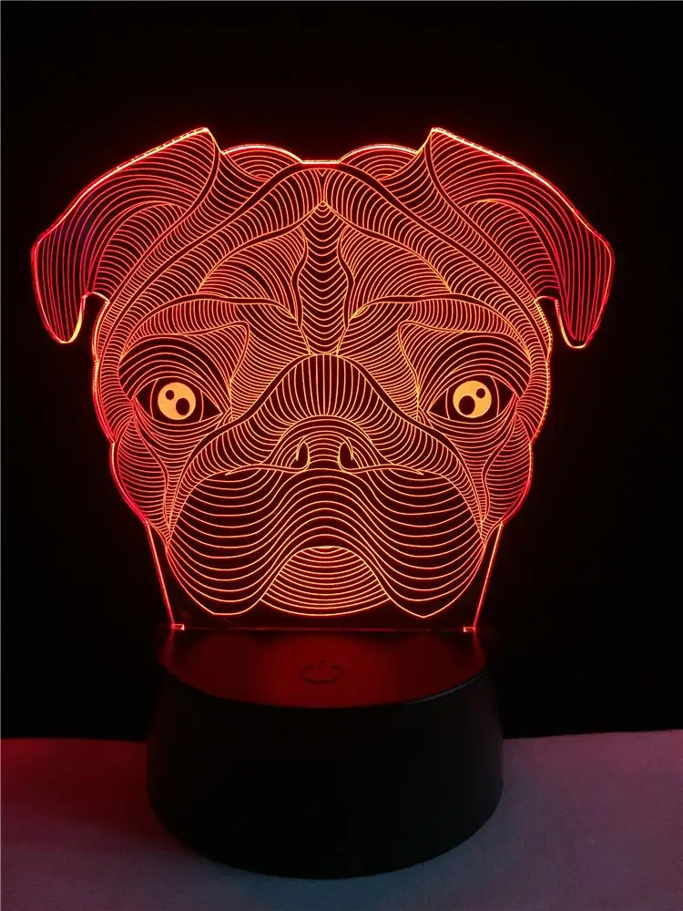 3D милая собака Goggy Shar Pei Форма собаки светодиодный светильник ночник для ребенка