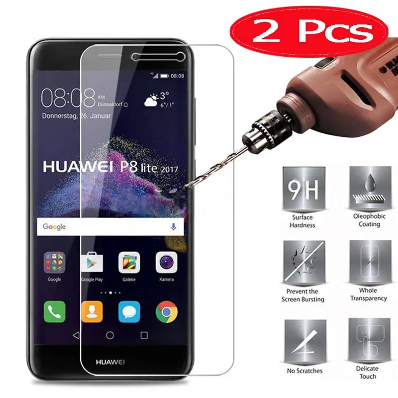 2 шт. HOPELF закаленное стекло для Huawei P8 Lite 2017 Защитная пленка экрана телефона