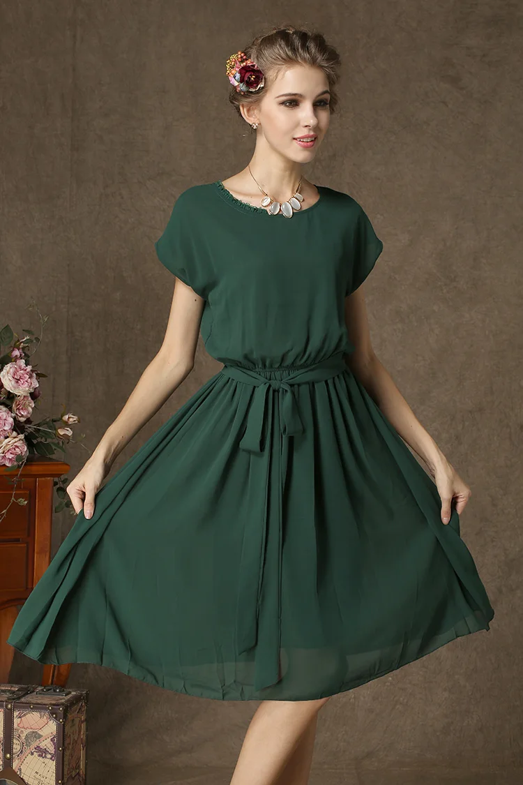 Холодное Зеленое Шифоновое Платье 2018 летние женские Модные Зеленые платья