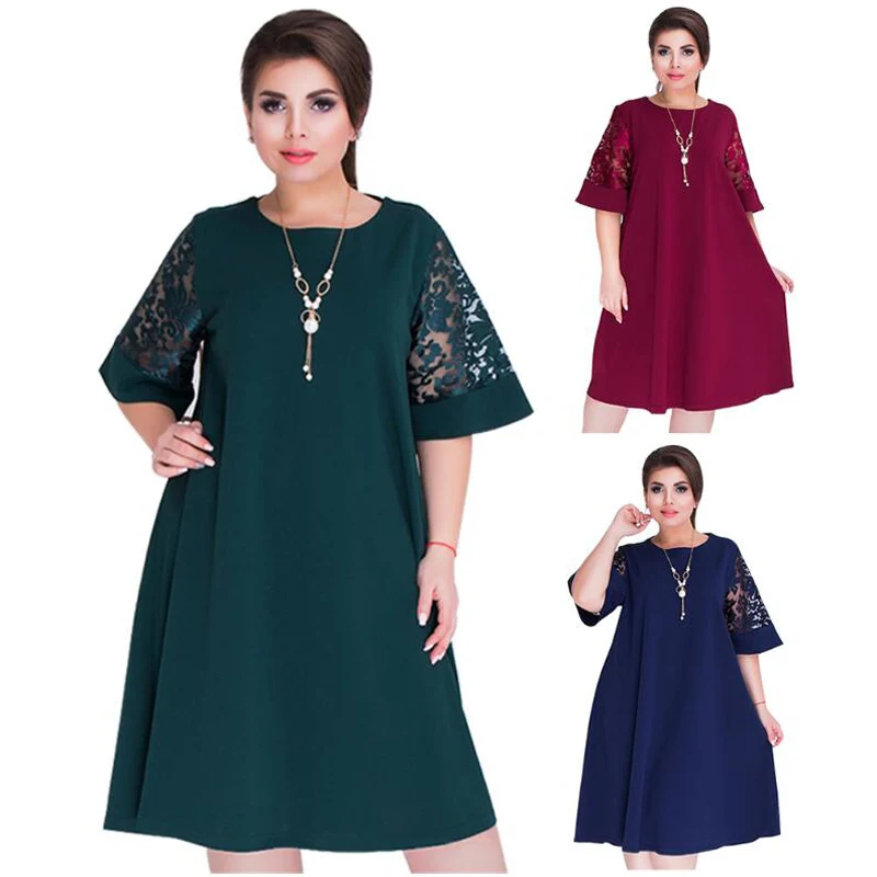 Летние платья больших размеров 5XL 6XL 2018 кружевное лоскутное свободвечерние
