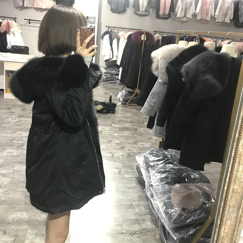 CKMORLS новое зимнее пальто женские парки с лисьим мехом воротник натуральный Лисий мех куртки длинные большие размеры Топы натуральный мех парка пальто