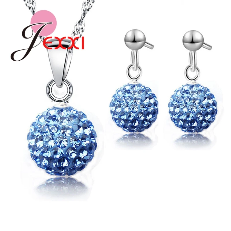 Модный тренд Pave Disco Ball Настоящее серебро 925 пробы синие циркониевые