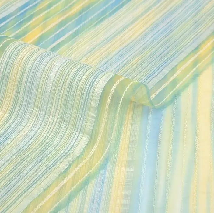 Бесплатная доставка желто-зеленый в полоску пряжи мягкий тюль кружевной ткани