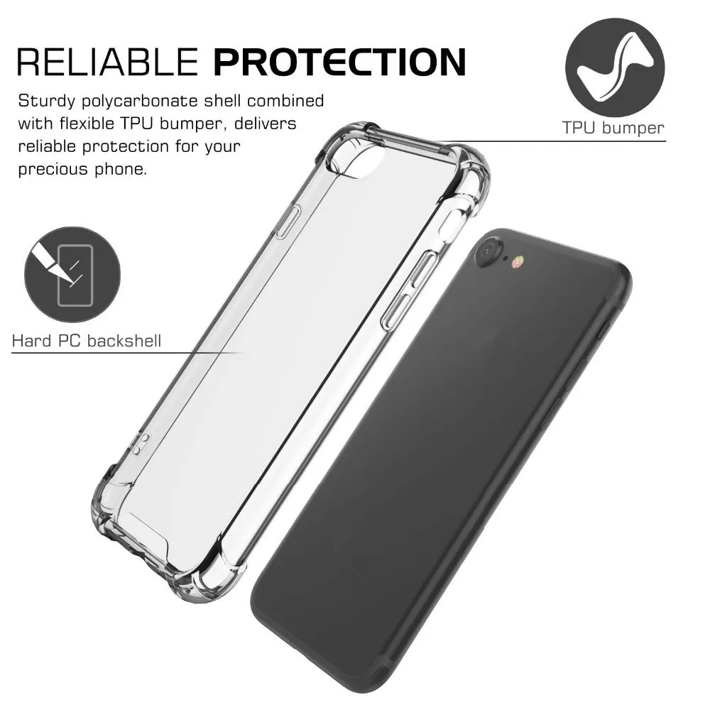 Shockproof Case For iPhone X 6 7 8 Plus Phone XS Max XR 5S 5 SE Covers Clear Soft Silicone TPU Coque |