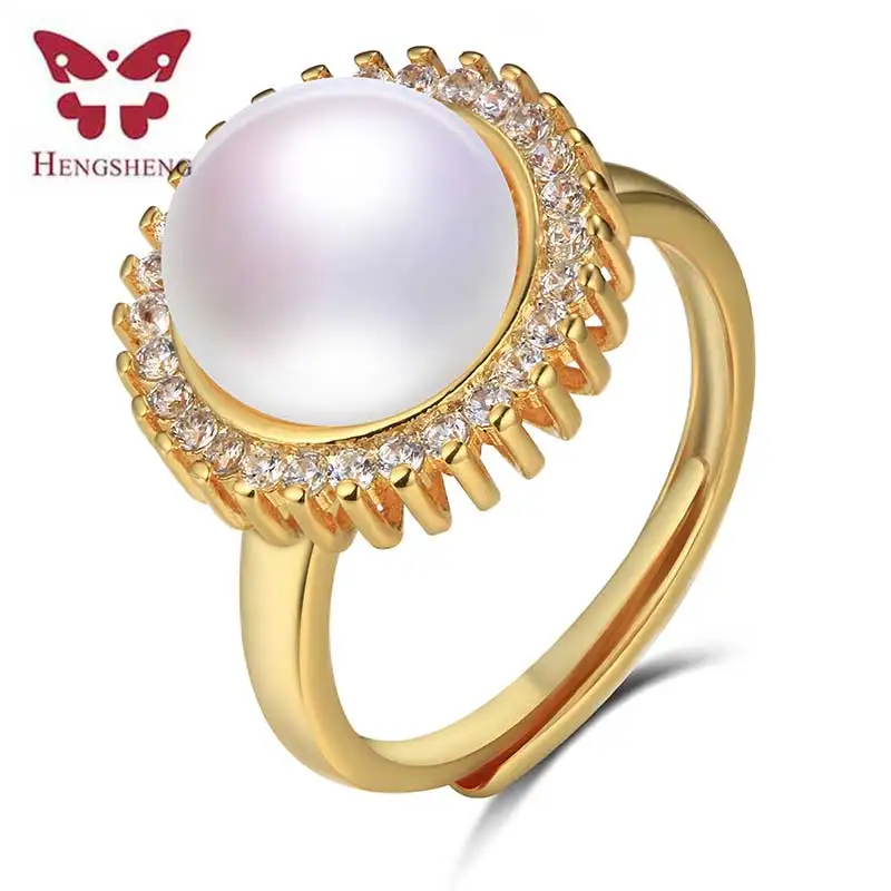 HENGSHENG 2019 Classic Royal Natural Pearl Ring Fashion Flexible Engagement Wedding Jewelry For Women Charms 10-10.5MM | Украшения и