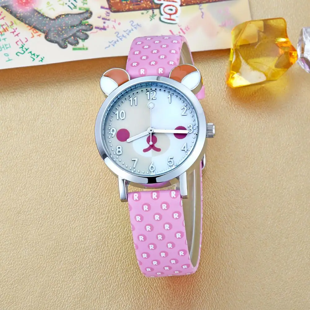 HongKong Brand KEZZI Cartoon Watch Diamond Cute Sweet Bear Hear Watches Leather Children Sport Girls Boys Woman Wristwatch | Наручные