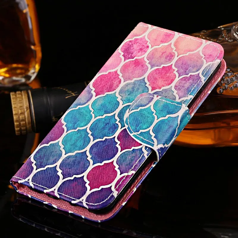 2016 New Colour Prismatic Flower Wallet Leather For Samsung Galaxy S7 edge G9300 Luruxy Case Cover |