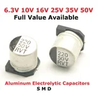 Алюминиевые Электролитические Конденсаторы, 10 шт., 10 в, 47 мкФ, 16 В, 100 мкФ, 25 в, 22 мкФ, 35 в, 470 мкФ, 50 в, 220 мкФ Ф, 1000 мкФ, 10 мкФ Ф, 330 мкФ, 2200 мкФ, SMD