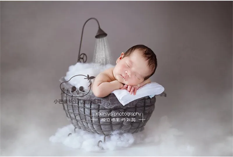 Новорожденный Flokati позирует ребенка фотографии реквизит аксессуары для фотосессии железная корзина для студии Ванна реквизит ребенок позирует диван