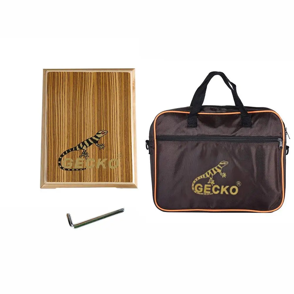 GECKO Cajon Drum дорожная компактная коробка барабан деревянный плоский ручной барабан ударный инструмент с регулируемым гаечным ключом сумка для переноски