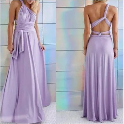 Violet KLBY6995# различные способы ношения шелковая ткань молочного цвета модные, пикантные Красный Зеленый Длинные вечерние платья платье темно синий - Цвет: Violet