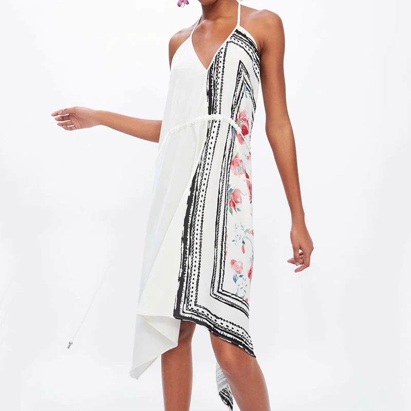 2019 летнее сексуальное платье с глубоким v-образным вырезом без рукавов