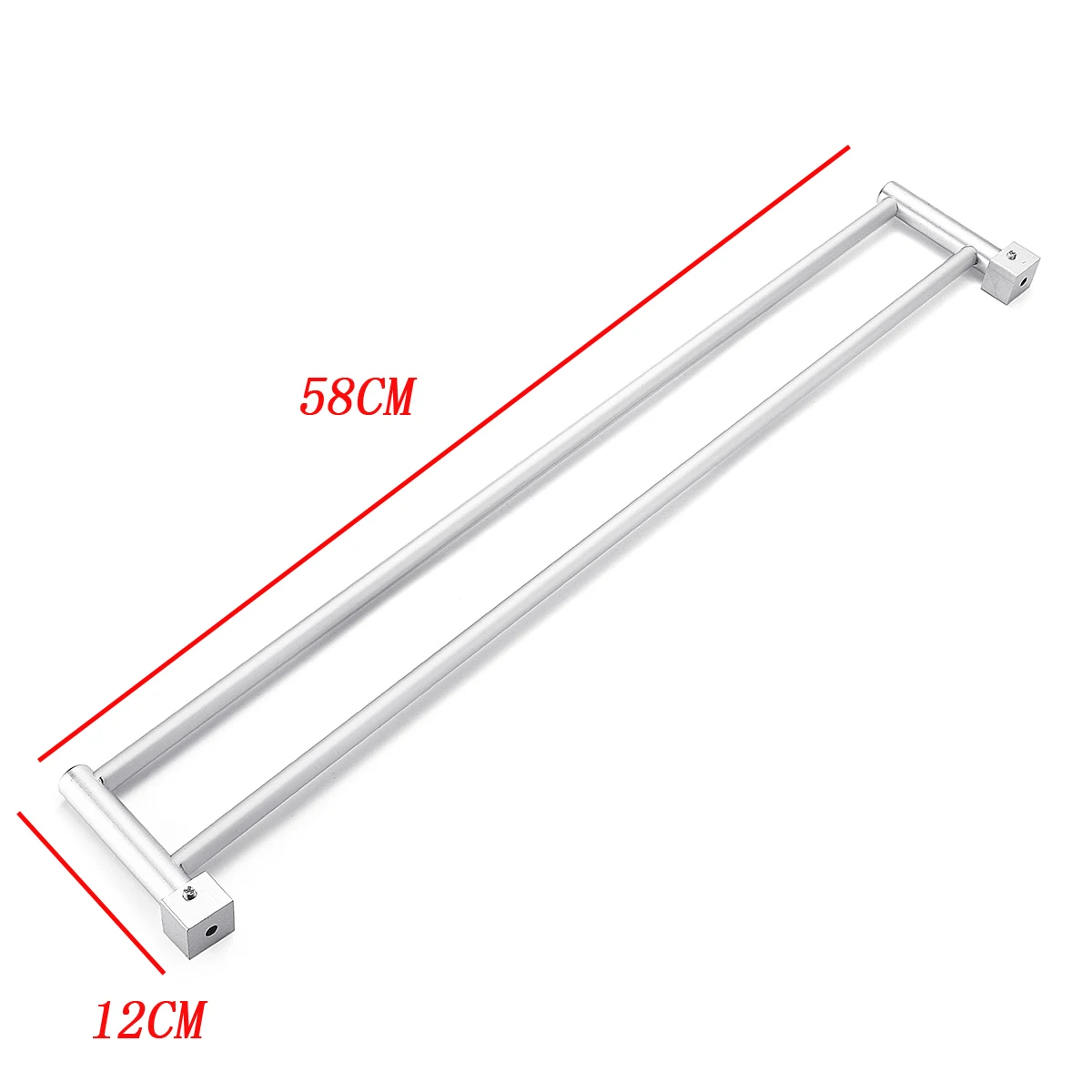 

Xueqin Bathroom Double Towel Rail Rack 2 Bar Space Aluminum Hanger Wall Mounted Towel Shelf Bath Rails Bars Holder 58x12cm