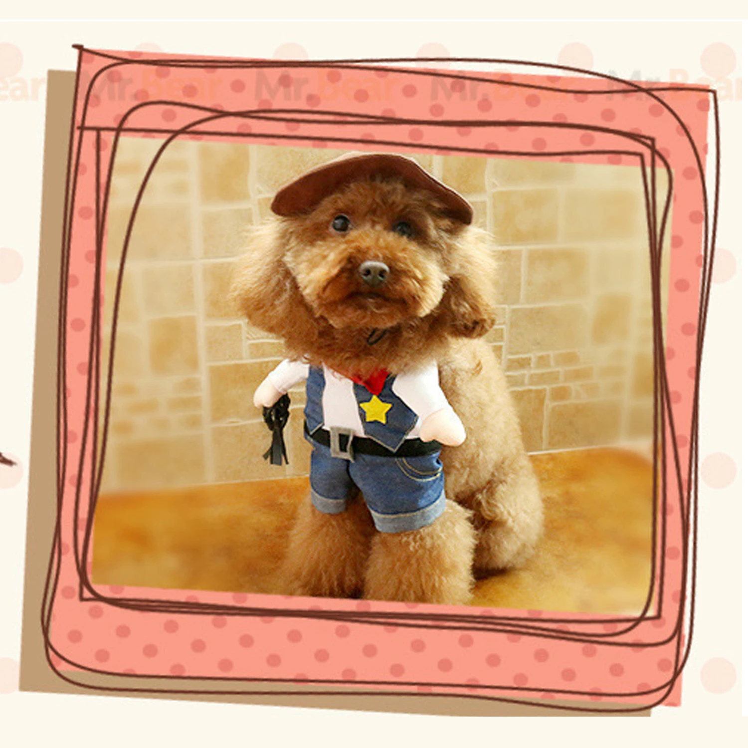 Забавный ковбойский стильный костюм для домашнего питомца размер S M L одежда